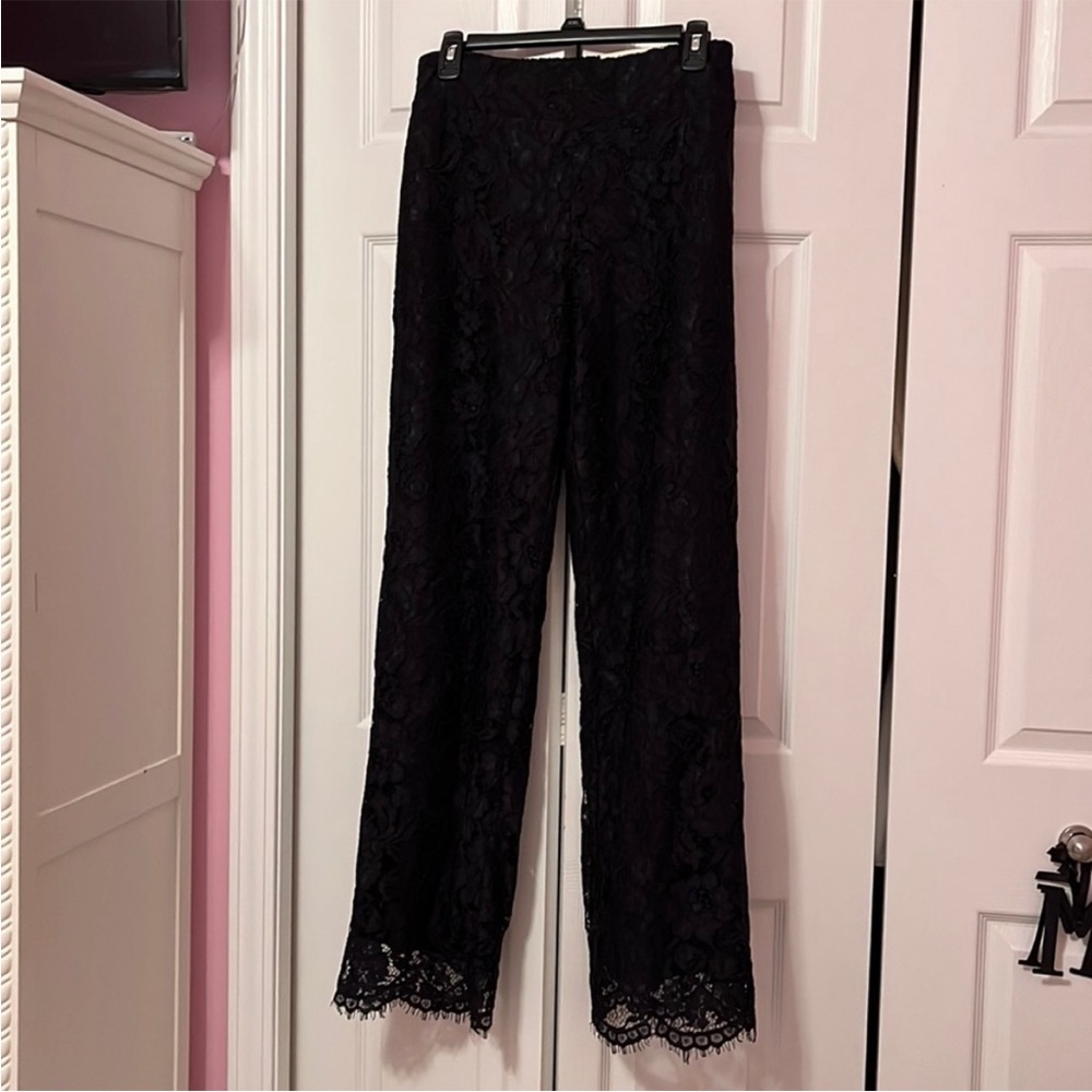 Soft Surroundings Black Lace Wide Leg Pants